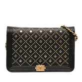 Studded Grained Calfskin Boy Wallet On Chain